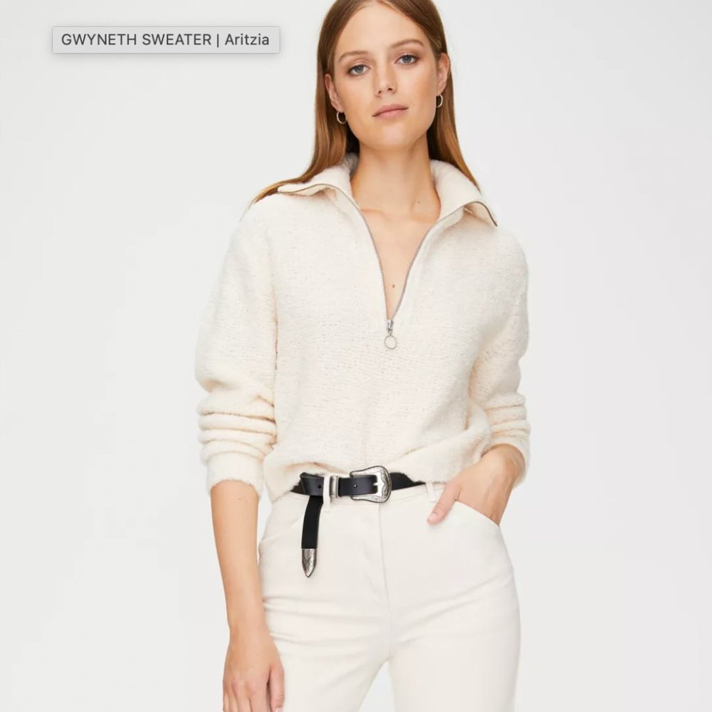 ❌sold ❌Aritzia Wilfred Free Gwyneth Sweater Cropped qtr-zip knit merino sweater - Picture 1 of 11